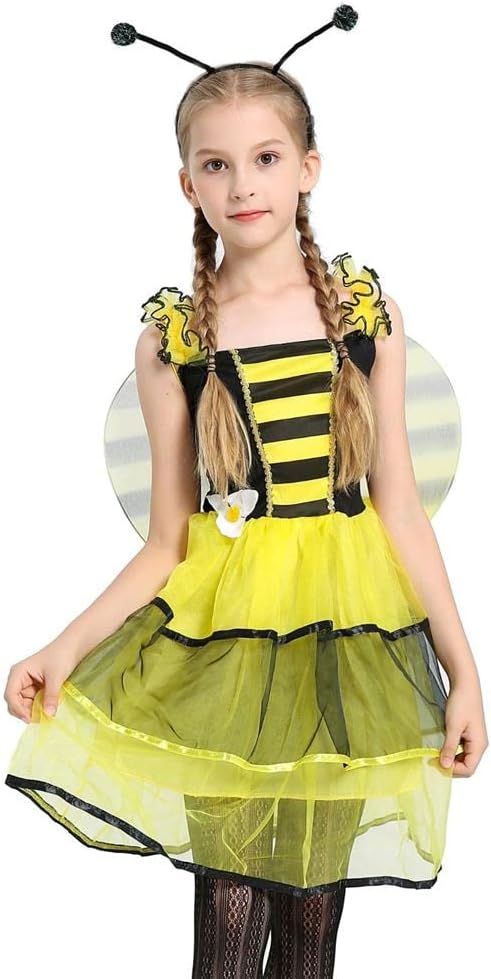 Dressy Daisy Honey Bee Fancy Dress Up Costume Set with Wings and Headband for Toddler and Little Girls, Size 4T to 10, Yellow - Image 2