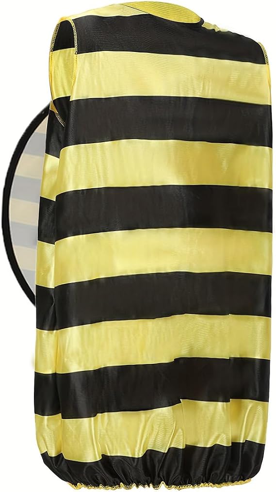 Kids Bee Costume Set: Sleeveless striped dress + wings + striped knee-high socks, perfect for themed parties, - Image 7