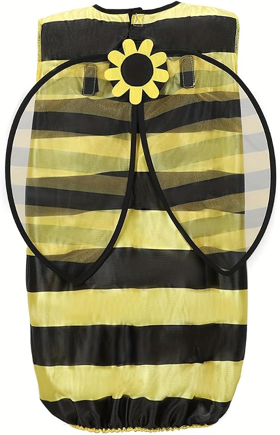 Kids Bee Costume Set: Sleeveless striped dress + wings + striped knee-high socks, perfect for themed parties, - Image 6
