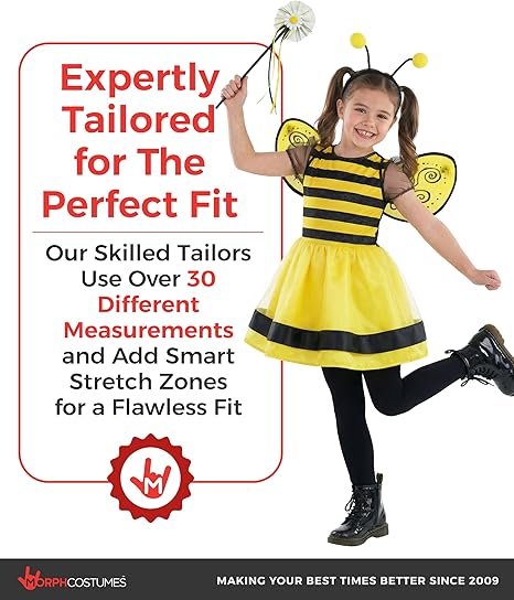 Morph Bumble Bee Costume for Girls - Kids Bumblebee Outfit - Toddler Bee Costume for Baby Girls - Fun Dress-Up - Image 4