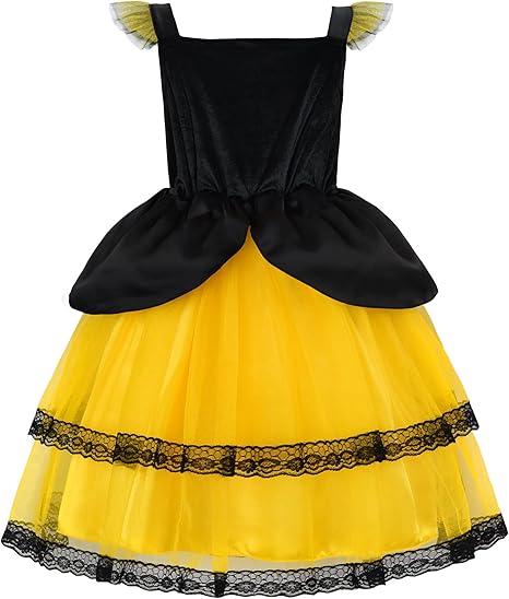 ReliBeauty Bumble Bee Costume Kids Bee Costume Toddler Fancy Dress with Bee Wings Halloween Party - Image 2