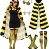 Halloween Bee Costume Women Yellow Bee Costume for Adults Sunglasses Cloak Gloves Sock Earring Halloween Cosplay Costumes - 1