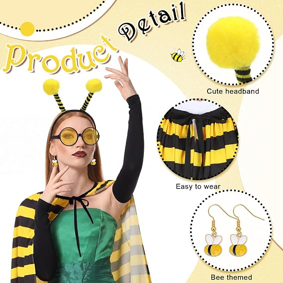Ramede 6 Pcs Halloween Bee Costume Accessories Cosplay for Women - Image 5