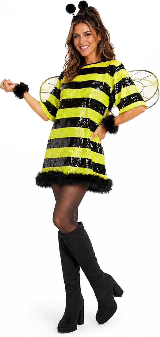 Tipsy Elves Sequin Halloween Costume Dresses for Women - Sexy Sequin Adult Short Sleeve T-Shirt Dresses - Image 5