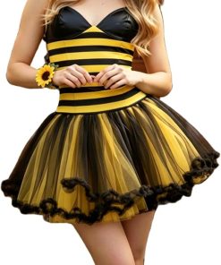 Women Halloween Bee Costume with Wings Ladybug Cospaly Dress Themed Party - 1