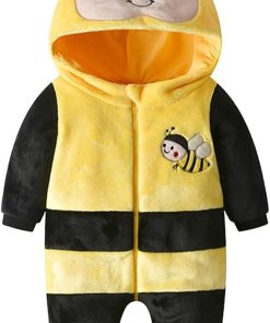 Infant Boy Girl Ladybug Romper Hooded Long Sleeve Fleece Bee Jumpsuit Newborn Baby Halloween Costume Animal Clothes - 1