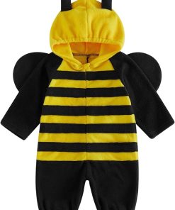 Toddler Baby Bee Costume Long Sleeve Hooded Romper Halloween Outfit - 1