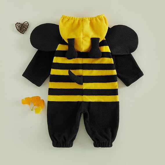 Toddler Baby Bee Costume Long Sleeve Hooded Romper Halloween Outfit - Image 3