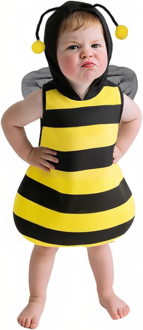 VZQI Baby Bee Costume, Hooded Sleeveless Bumblebee Outfit for Toddlers - 1
