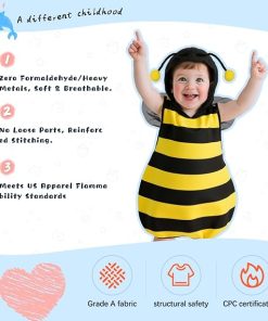 Alternative view of VZQI Baby Bee Costume, Hooded Sleeveless Bumblebee Outfit for Toddlers